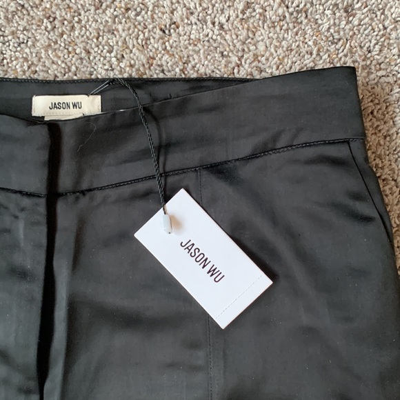 Jason Wu High Waisted Satin Tuxedo Pant with Glitter Detail - Picture 4 of 12